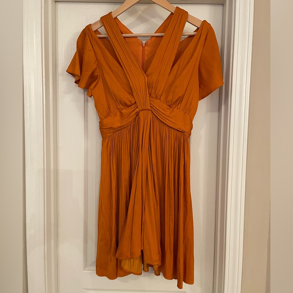 By Anthropologie Deep V-neck Vibrant Mini Dress